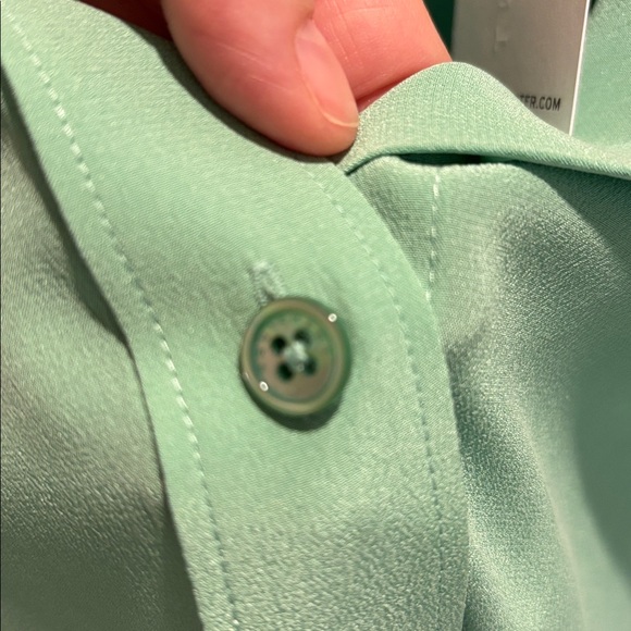 NWT Equipment Creme de Menthe Button-Down Leona Silk Shirt Sz XL - Picture 6 of 9